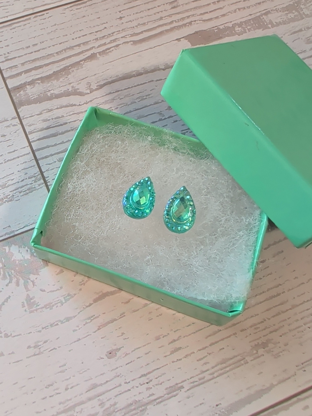 Teardrop Aqua Stud Earrings - Brand